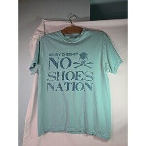 Kenny Chesney T Shirt Mens M No Shoes Nation Concert Tour Blue Aqua Double Sided